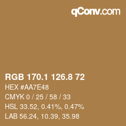 Color code: RGB 170.1 126.8 72 | qconv.com