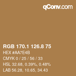 Color code: RGB 170.1 126.8 75 | qconv.com