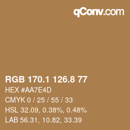 Color code: RGB 170.1 126.8 77 | qconv.com