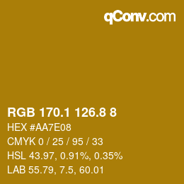 カラーコード: RGB 170.1 126.8 8 | qconv.com
