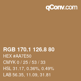 Color code: RGB 170.1 126.8 80 | qconv.com