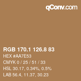 Color code: RGB 170.1 126.8 83 | qconv.com