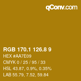 カラーコード: RGB 170.1 126.8 9 | qconv.com