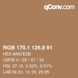 Farbcode: RGB 170.1 126.8 91 | qconv.com
