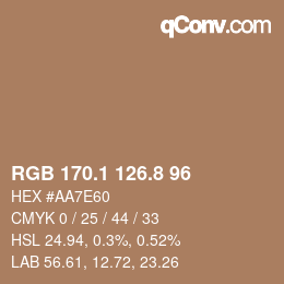 Color code: RGB 170.1 126.8 96 | qconv.com