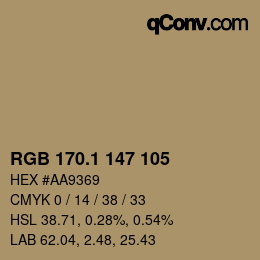 Color code: RGB 170.1 147 105 | qconv.com