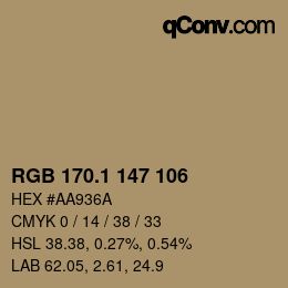 カラーコード: RGB 170.1 147 106 | qconv.com
