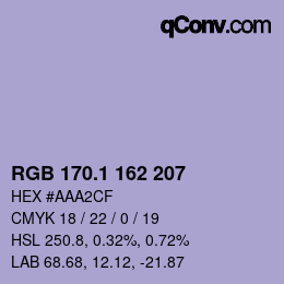 カラーコード: RGB 170.1 162 207 | qconv.com