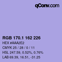 カラーコード: RGB 170.1 162 226 | qconv.com