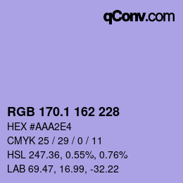 カラーコード: RGB 170.1 162 228 | qconv.com