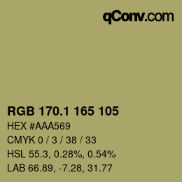 カラーコード: RGB 170.1 165 105 | qconv.com