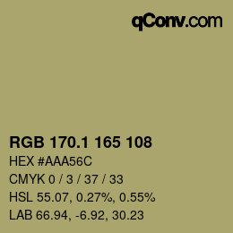 カラーコード: RGB 170.1 165 108 | qconv.com