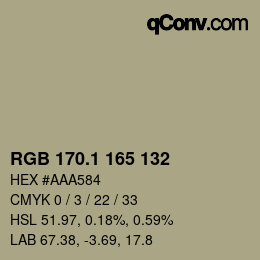 カラーコード: RGB 170.1 165 132 | qconv.com