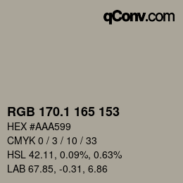 Color code: RGB 170.1 165 153 | qconv.com