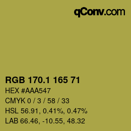 カラーコード: RGB 170.1 165 71 | qconv.com