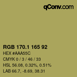 カラーコード: RGB 170.1 165 92 | qconv.com