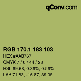 カラーコード: RGB 170.1 183 103 | qconv.com