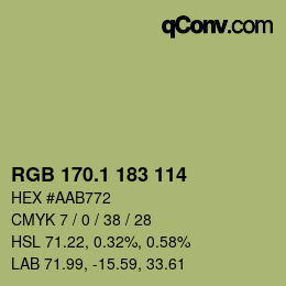 カラーコード: RGB 170.1 183 114 | qconv.com
