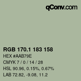 カラーコード: RGB 170.1 183 158 | qconv.com