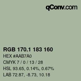 カラーコード: RGB 170.1 183 160 | qconv.com