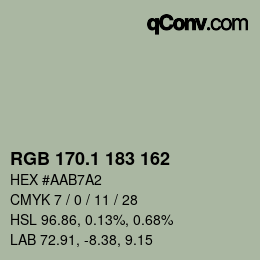 Color code: RGB 170.1 183 162 | qconv.com