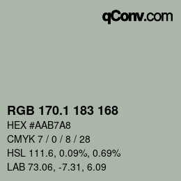 Color code: RGB 170.1 183 168 | qconv.com
