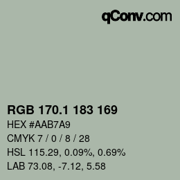 カラーコード: RGB 170.1 183 169 | qconv.com