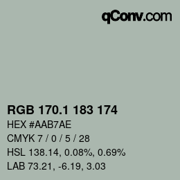 Farbcode: RGB 170.1 183 174 | qconv.com