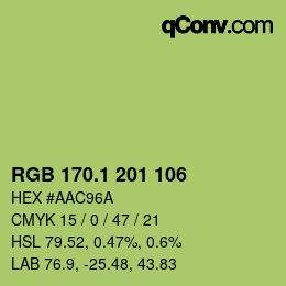 カラーコード: RGB 170.1 201 106 | qconv.com