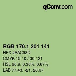 カラーコード: RGB 170.1 201 141 | qconv.com