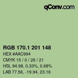 Color code: RGB 170.1 201 148 | qconv.com