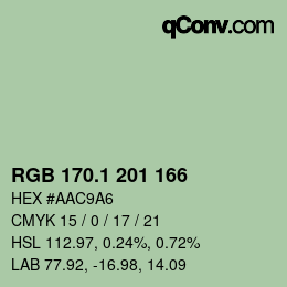 カラーコード: RGB 170.1 201 166 | qconv.com