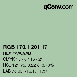 カラーコード: RGB 170.1 201 171 | qconv.com