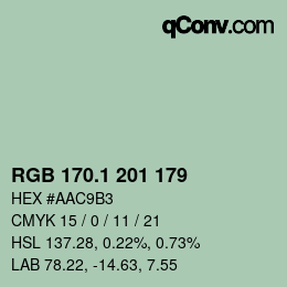 カラーコード: RGB 170.1 201 179 | qconv.com