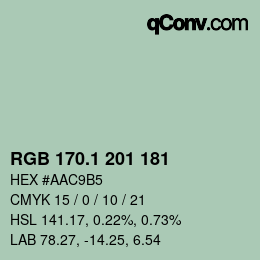 Farbcode: RGB 170.1 201 181 | qconv.com