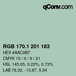 Color code: RGB 170.1 201 183 | qconv.com