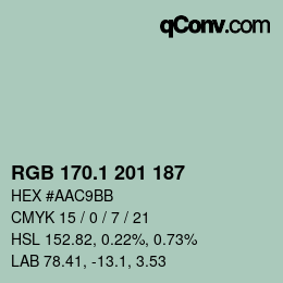 カラーコード: RGB 170.1 201 187 | qconv.com