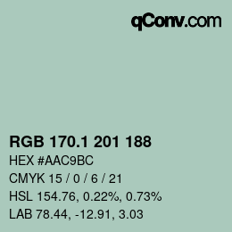 Farbcode: RGB 170.1 201 188 | qconv.com