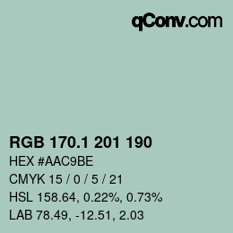 Color code: RGB 170.1 201 190 | qconv.com