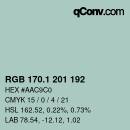 カラーコード: RGB 170.1 201 192 | qconv.com