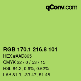 カラーコード: RGB 170.1 216.8 101 | qconv.com