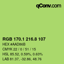 カラーコード: RGB 170.1 216.8 107 | qconv.com