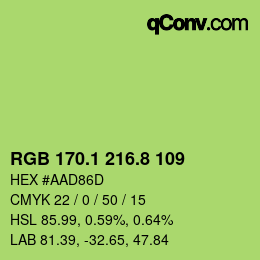 カラーコード: RGB 170.1 216.8 109 | qconv.com