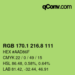 カラーコード: RGB 170.1 216.8 111 | qconv.com