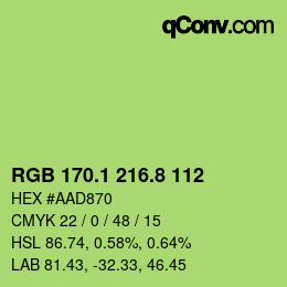 カラーコード: RGB 170.1 216.8 112 | qconv.com