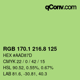 カラーコード: RGB 170.1 216.8 125 | qconv.com