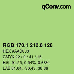 カラーコード: RGB 170.1 216.8 128 | qconv.com