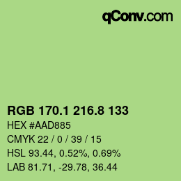 カラーコード: RGB 170.1 216.8 133 | qconv.com