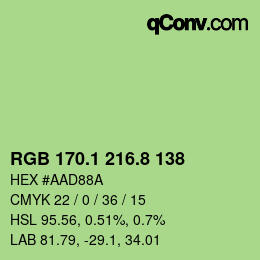 カラーコード: RGB 170.1 216.8 138 | qconv.com