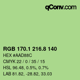 カラーコード: RGB 170.1 216.8 140 | qconv.com